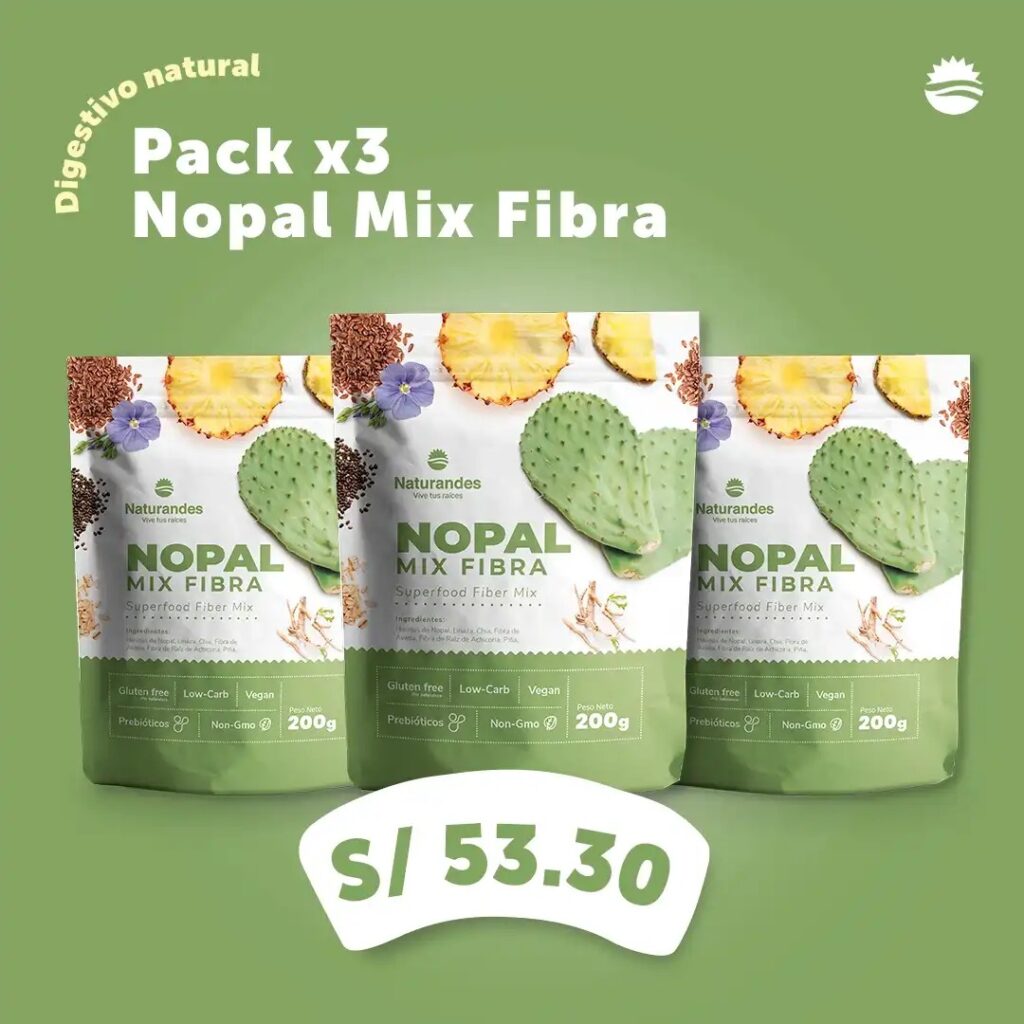 Pack x 3 nopal mix fibra x 200 g naturandes kawsay